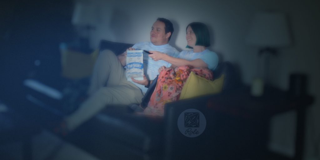 Fish and Squid watching a movie for Cinema Role, their movie podcast.